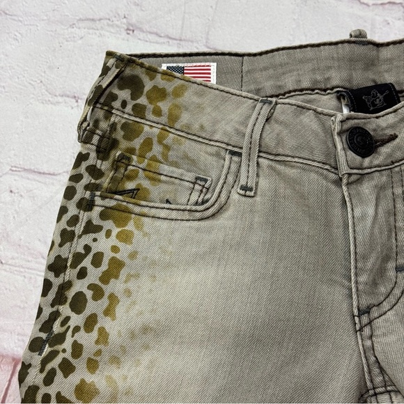 TRUE RELIGION BRAND JEANS “JUDE” Gray Leopard Print Women's Skinny Denims 24 NWT - Picture 3 of 16